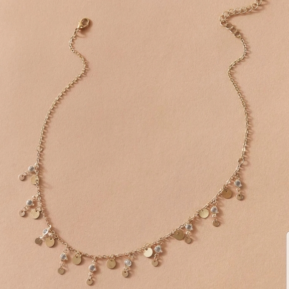 ○Odessa○ Rhinestone and Coin Necklace - Picture 2 of 3